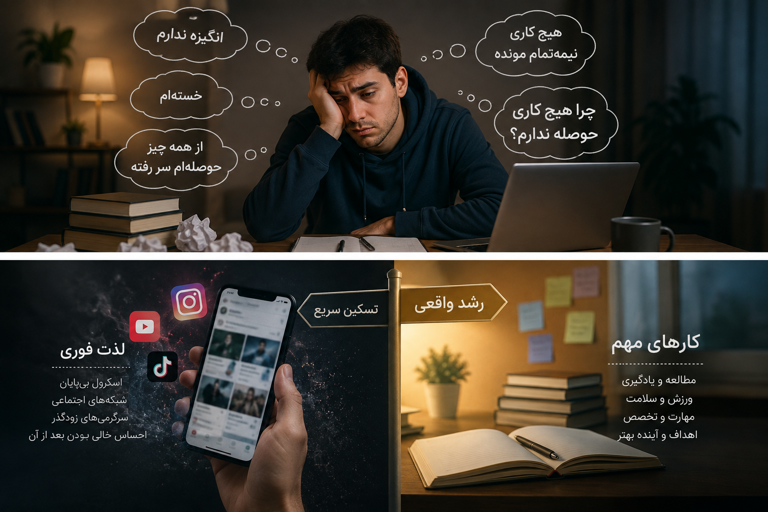 چرا هیچ کاری حوصله ندارم؟ علت بیانگیزگی و راه برگشت